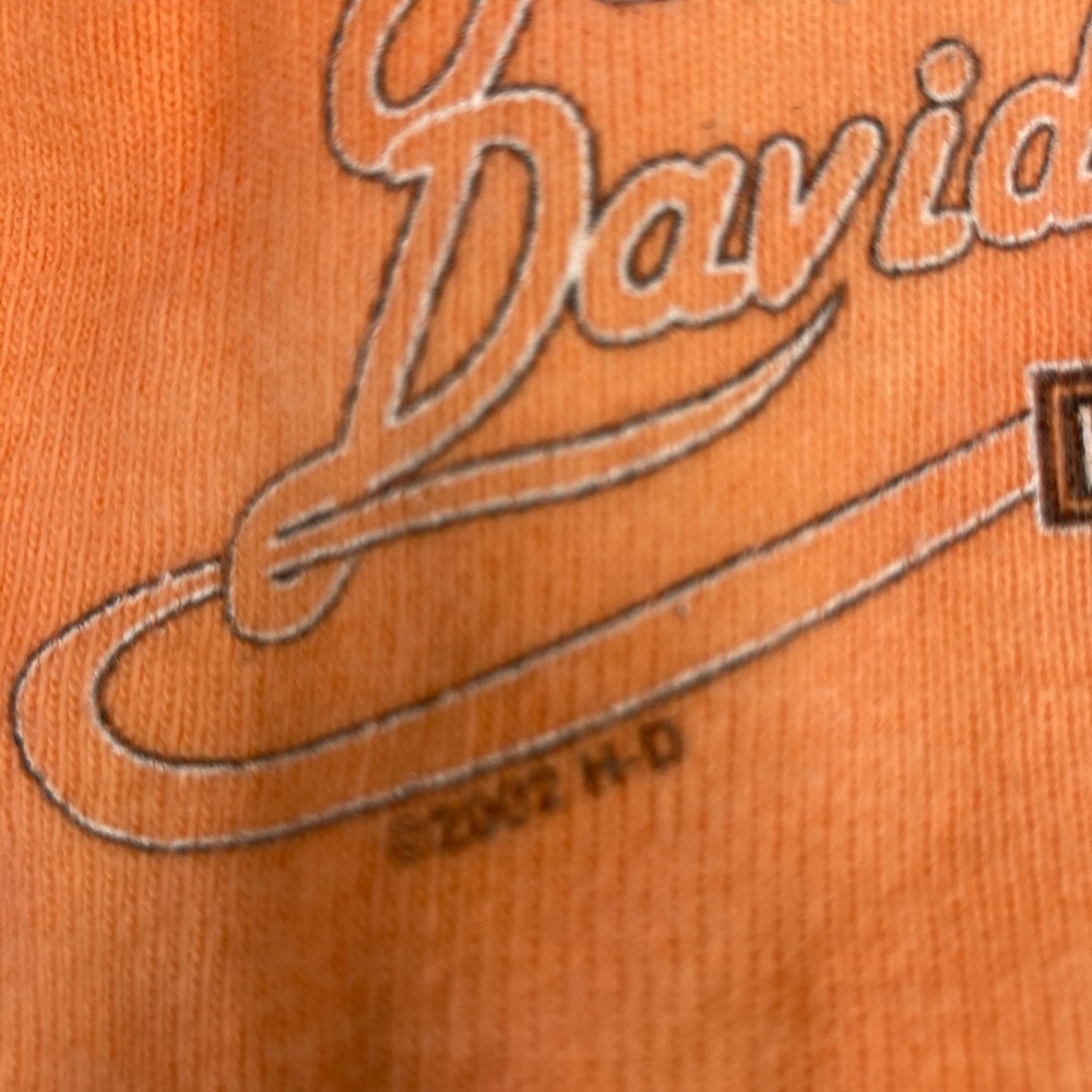HARLEY-DAVIDSON Women’s Orange Bleach Tie Dye Ribbed V-Neck Tank Top Sz Large - Picture 7 of 10